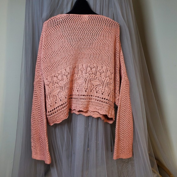 Urban Outfitters Open Knit Crochet Oversized Sweater M Boho Cottage Feminine - Picture 3 of 5